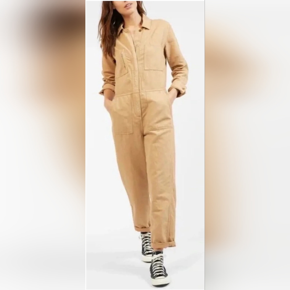 Outerknown Station Jumpsuit Coveralls organic cotton Womens S Sand Cotton $178 - Picture 2 of 15